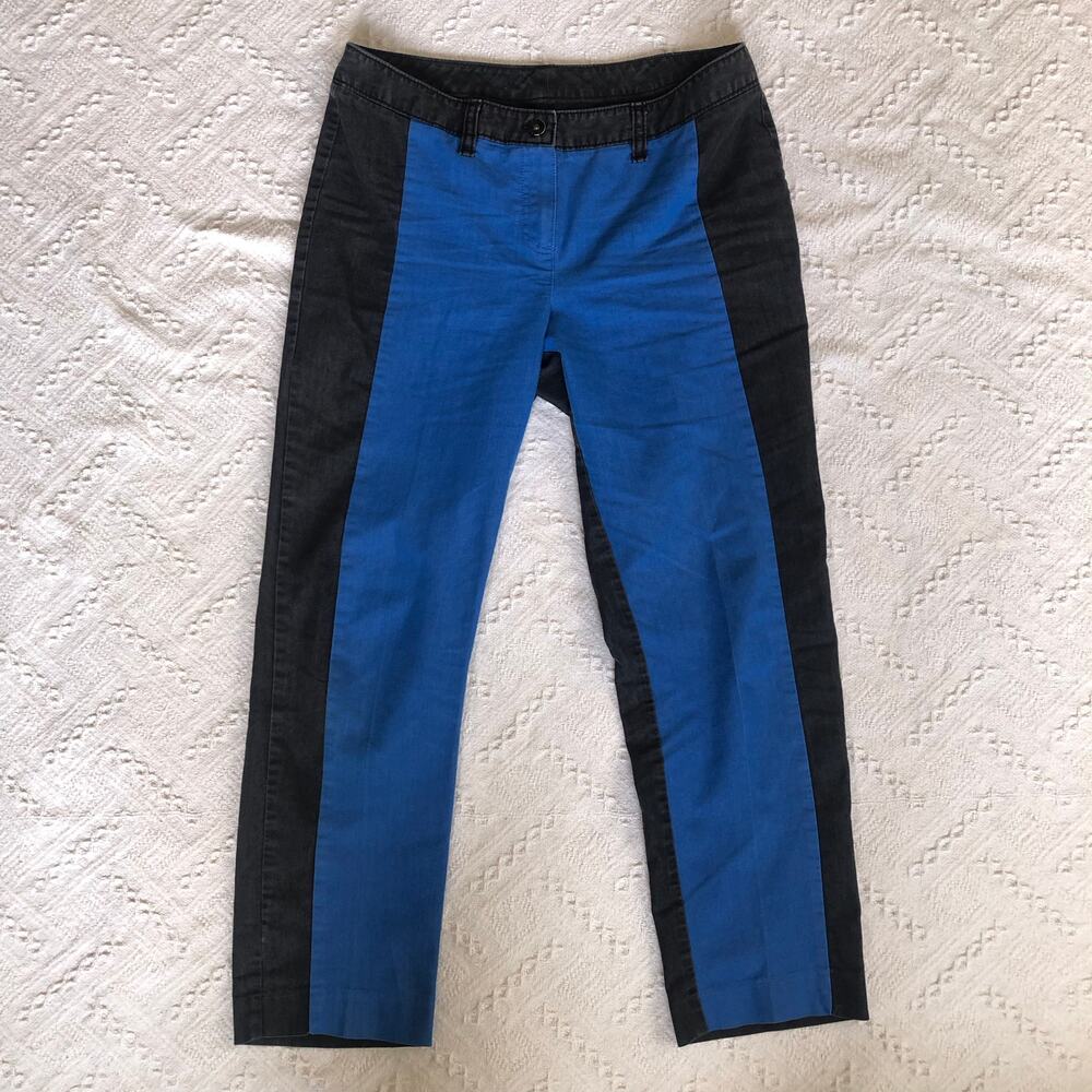 New Directions Colorblock Ankle Pants Black‎ Blue Women's Size 10 Streetwear Y2K